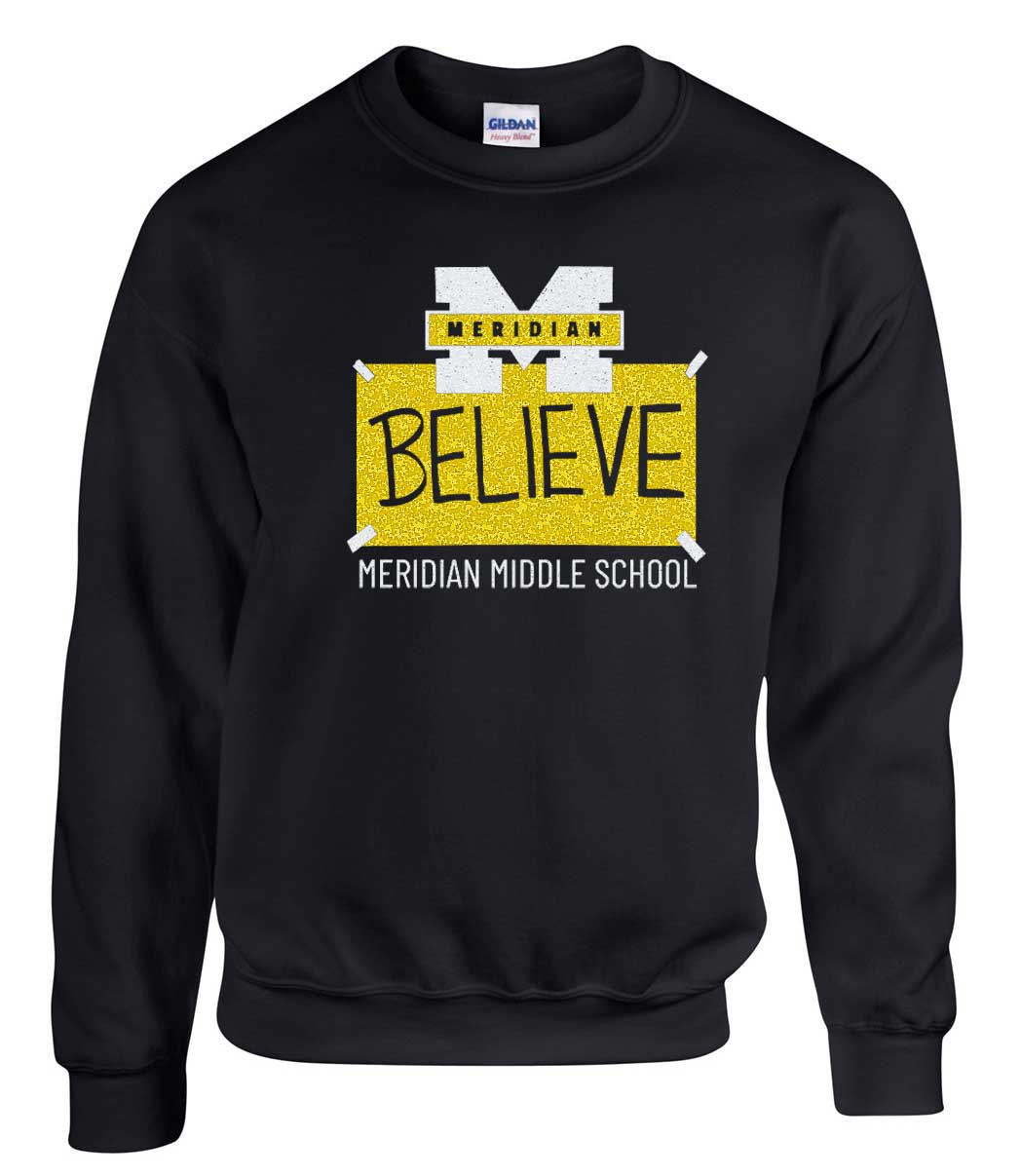 MMS BELIEVE - glitter bling unisex crew neck sweatshirt
