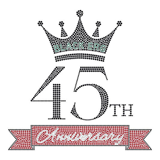 Black ERG 45th Anniversary Rhinestone Women's Relaxed Fit V-neck, White