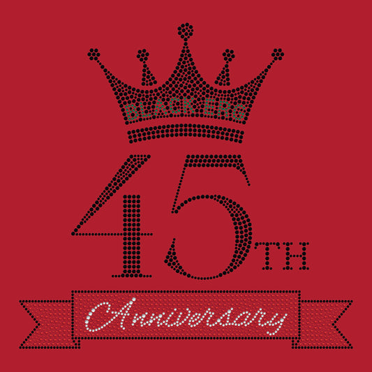 Black ERG 45th Anniversary Rhinestone Women's Relaxed Fit V-neck, Red