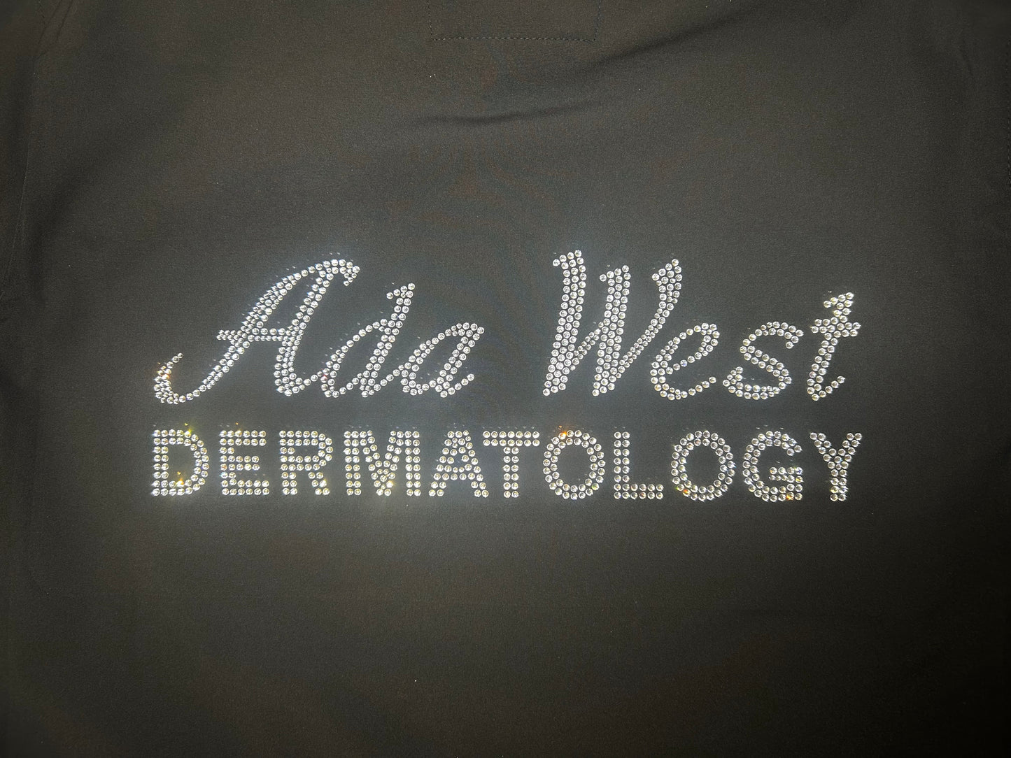 Ada West Dermatology rhinestone bling soft shell jacket