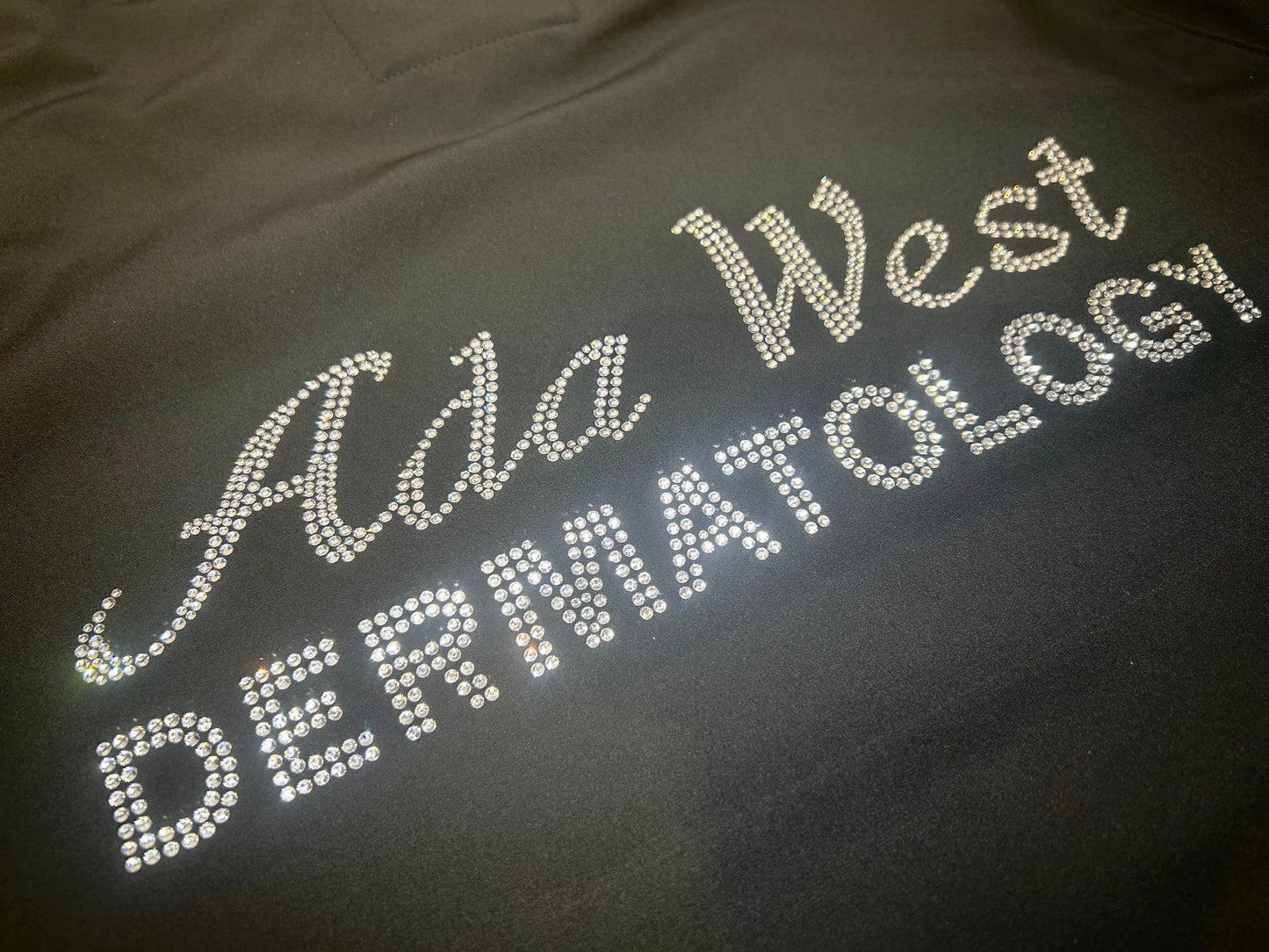 Ada West Dermatology rhinestone bling soft shell jacket