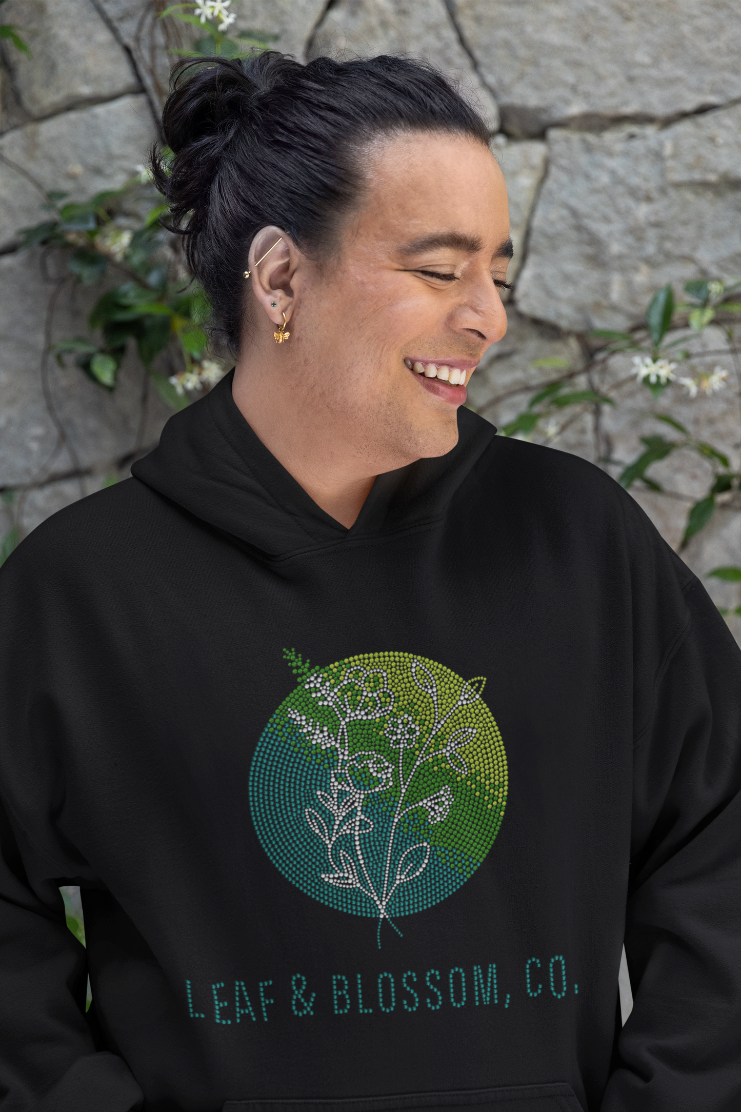 Leaf & Blossom Co. Unisex Rhinestone Hoodie