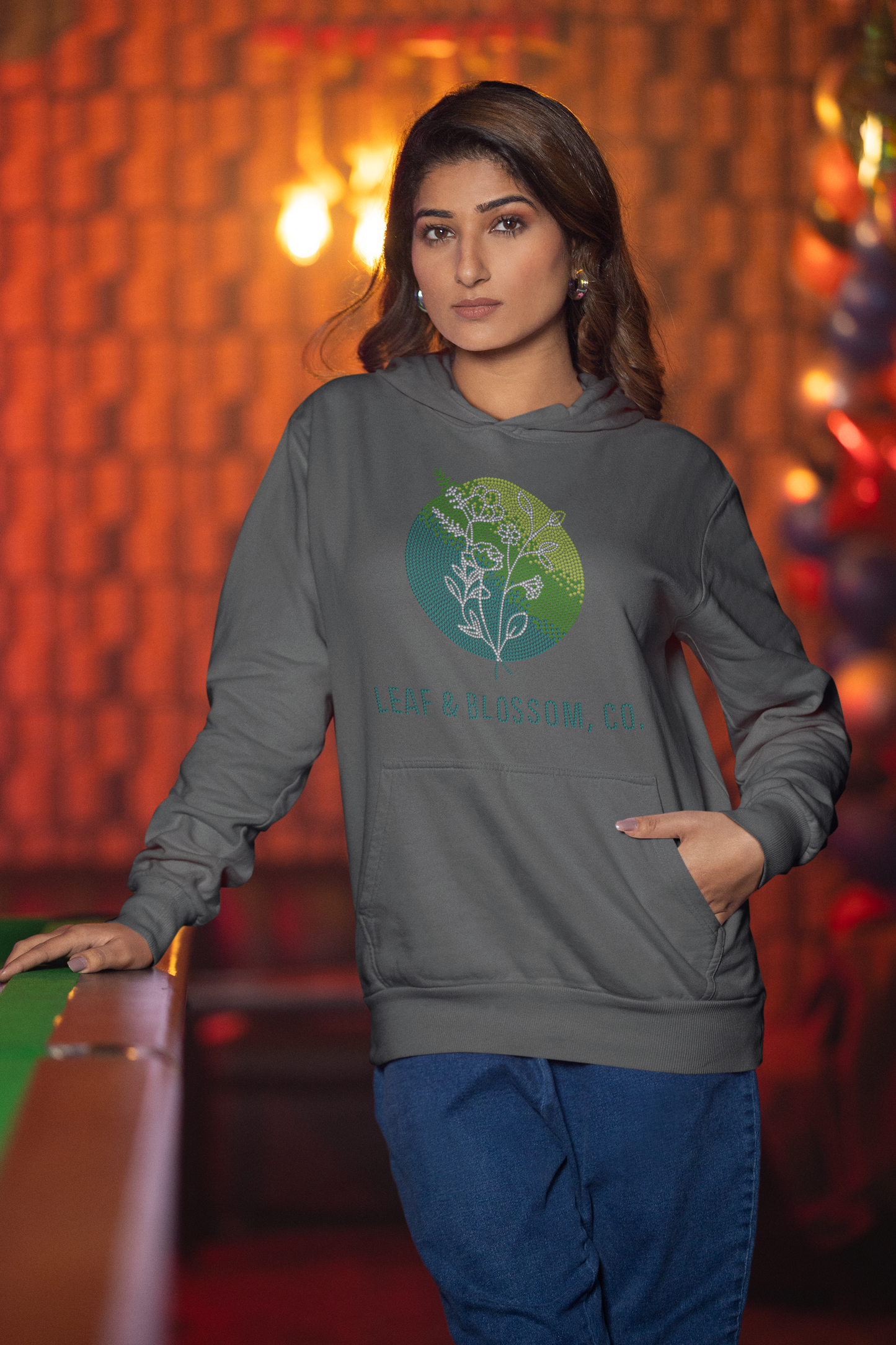 Leaf & Blossom Co. Unisex Rhinestone Hoodie