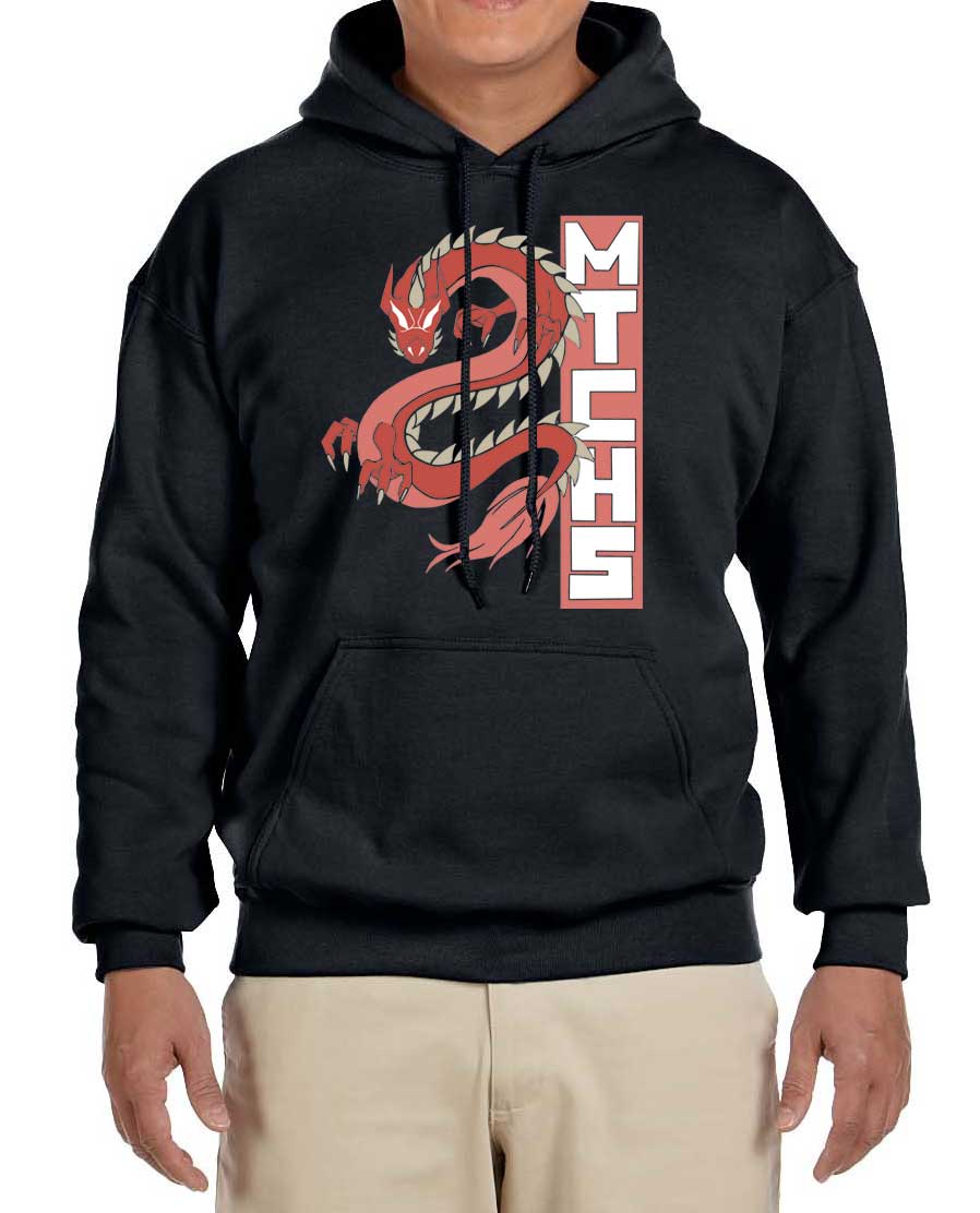 MTCHS vertical banner with dragon printed hoodie