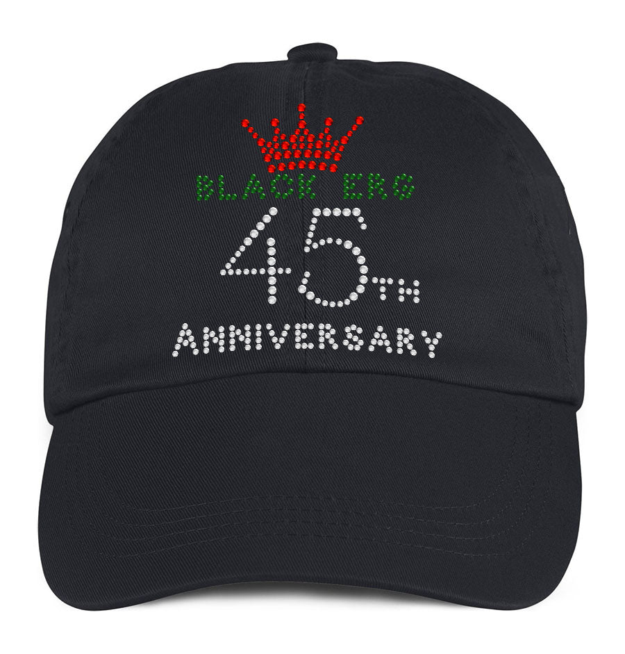 Black ERG 45th Anniversary Rhinestone Bling Unstructured Cap, Black