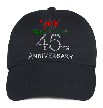 Black ERG 45th Anniversary Rhinestone Bling Unstructured Cap, Black