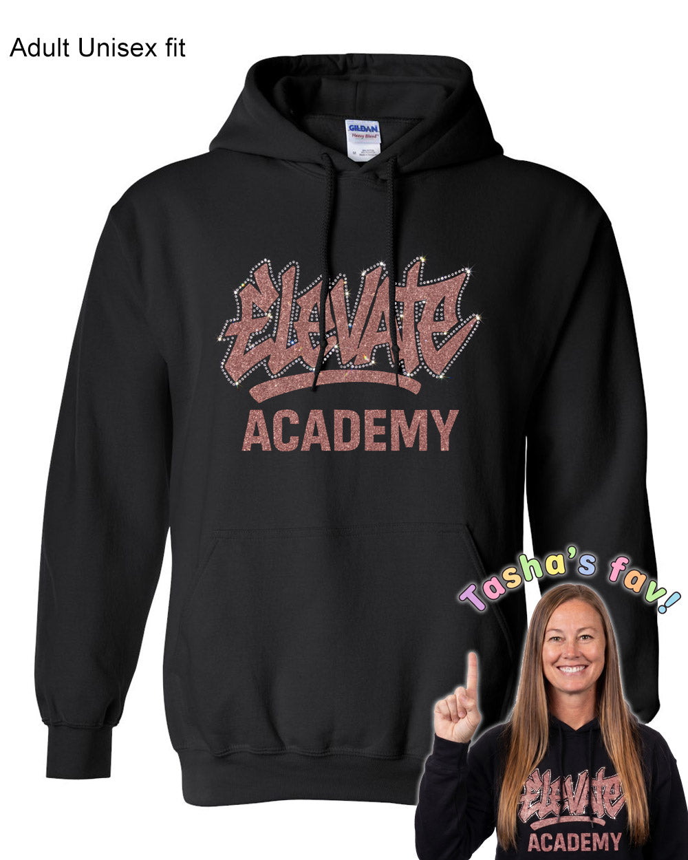 ELEVATE ACADEMY "Graffiti" Adult Rhinestone Hoodie - glitter + rhinestones