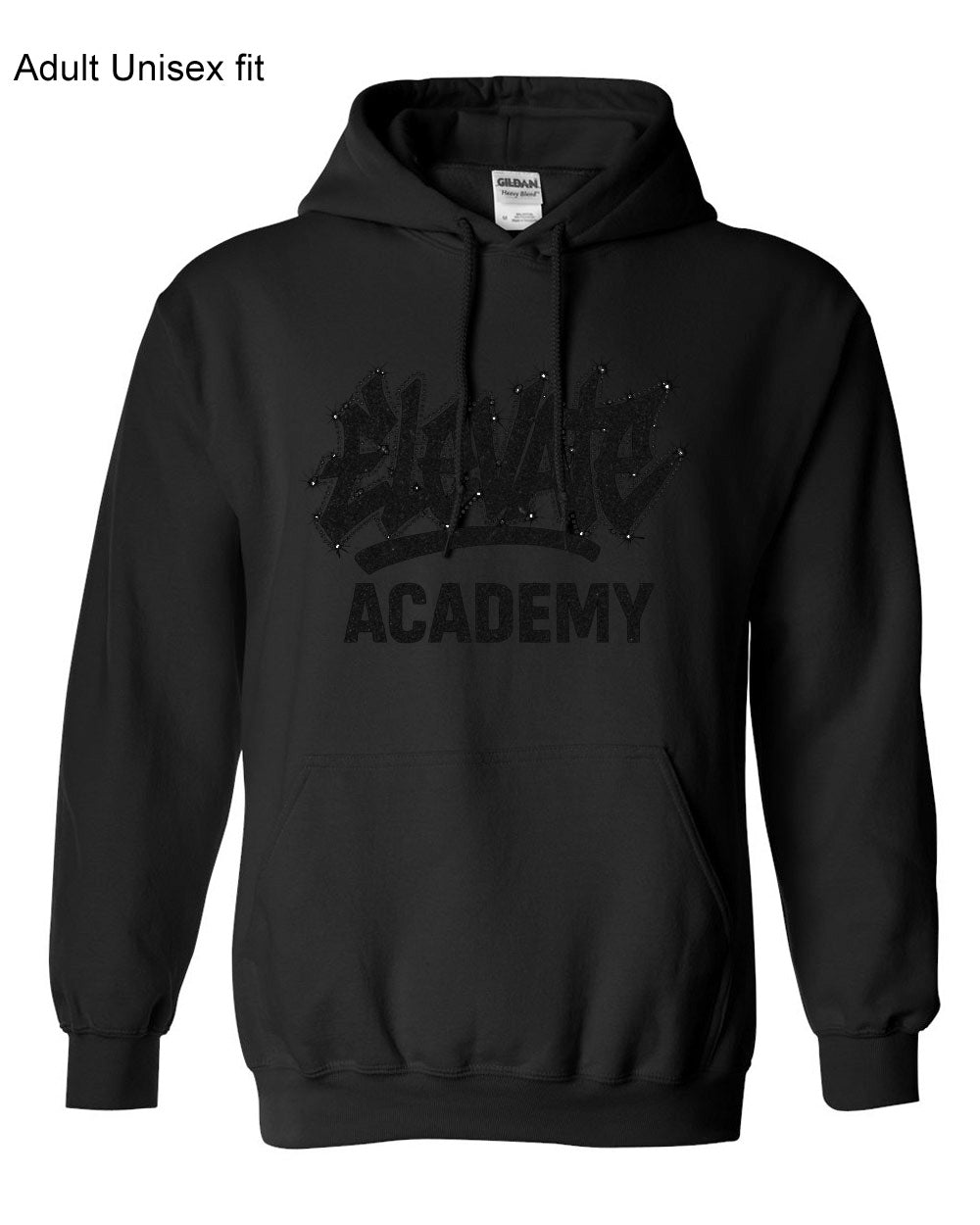 ELEVATE ACADEMY "Graffiti" Adult Rhinestone Hoodie - glitter + rhinestones (Blackout)