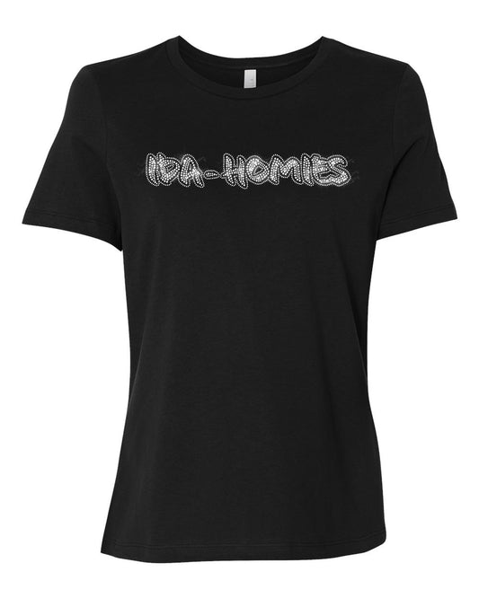 Ida-Homies rhinestone women's crew neck shirt - Black