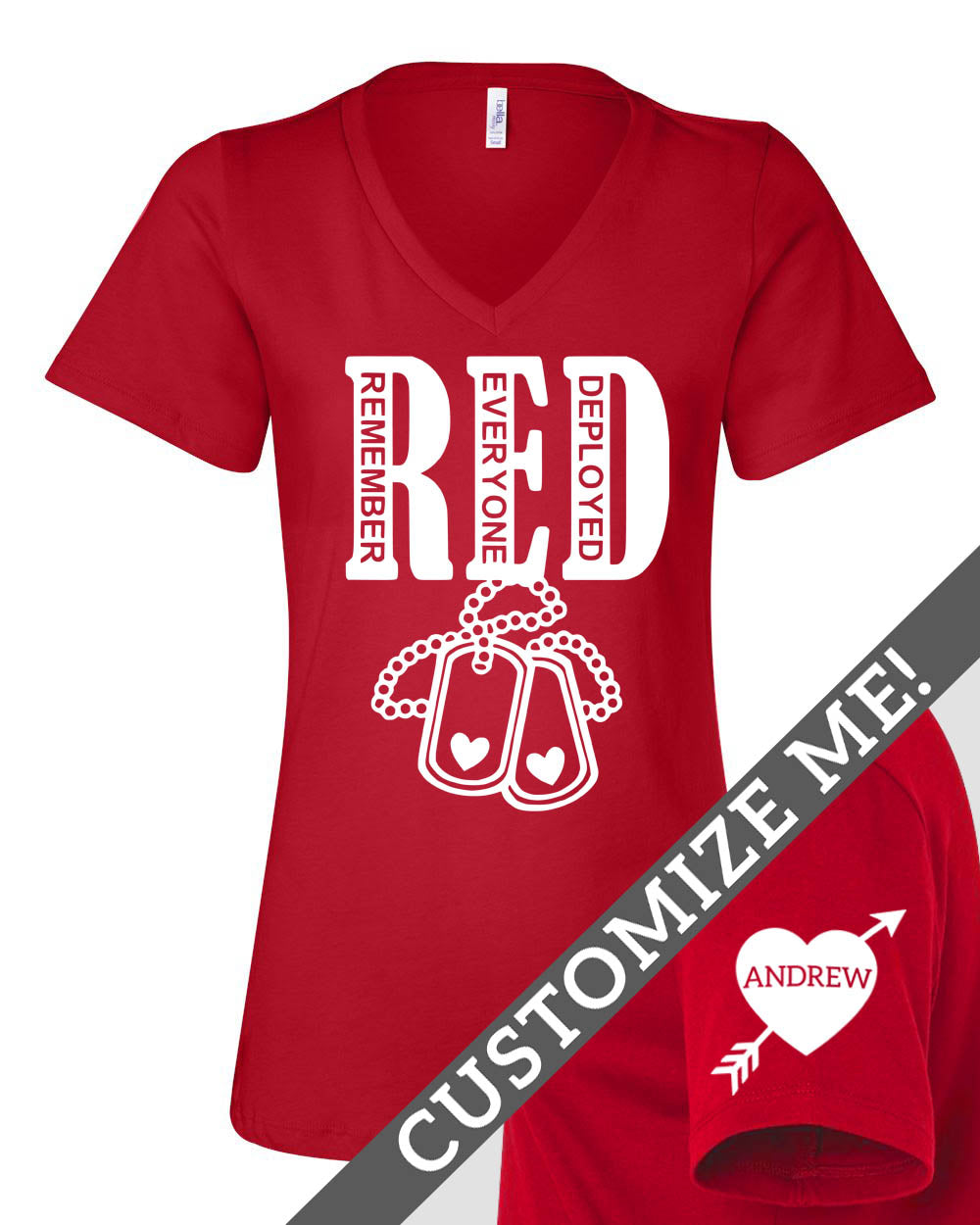 (Customizable) Remember Everyone Deployed - RED - Women's V-Neck - Red