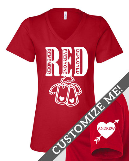 (Customizable) Remember Everyone Deployed - RED - Women's V-Neck - Red