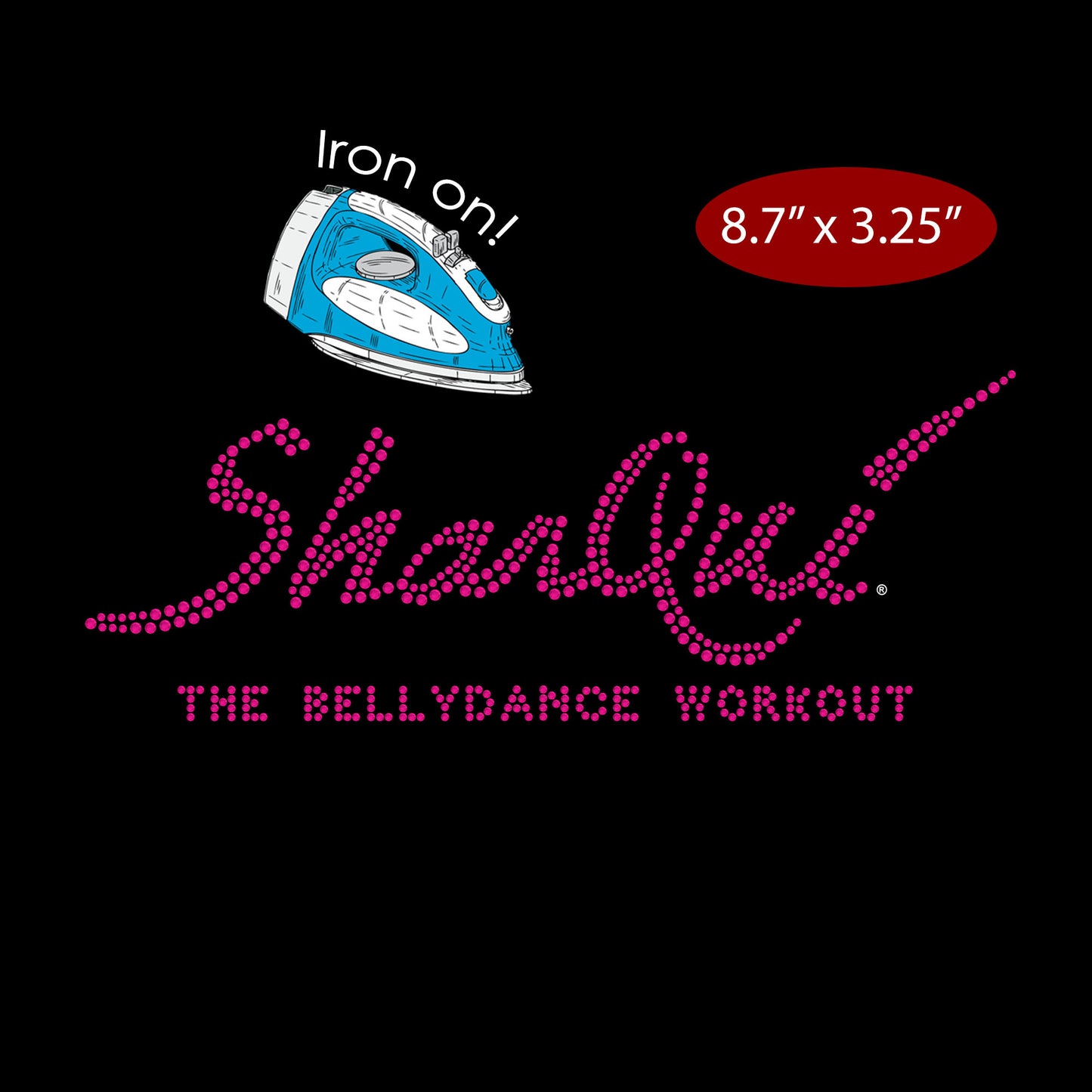 SharQui Bling Iron-on Transfer Rhinestone Applique - Fuchsia Hot Pink Rhinestones