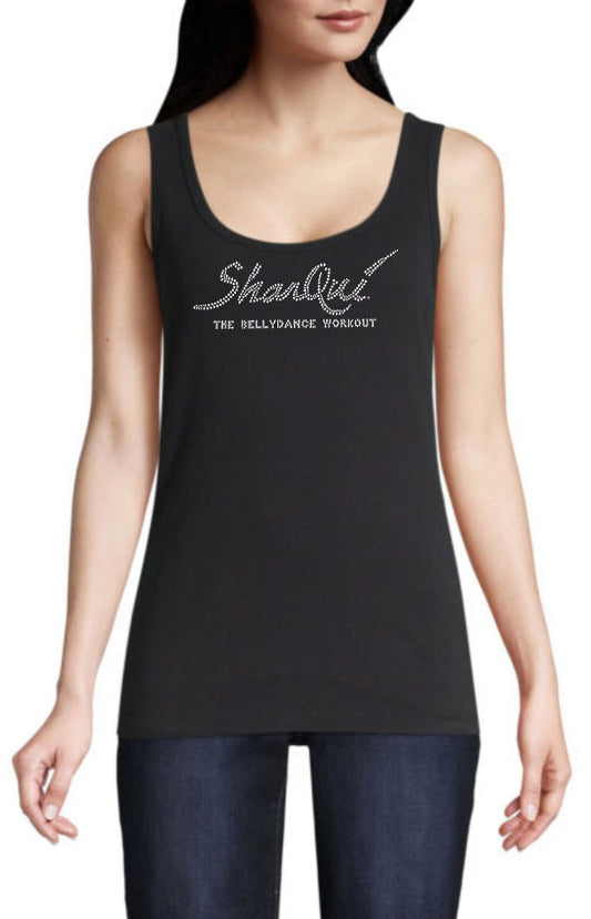 SharQui Bling Tank - Black tank with Crystal Clear Rhinestones