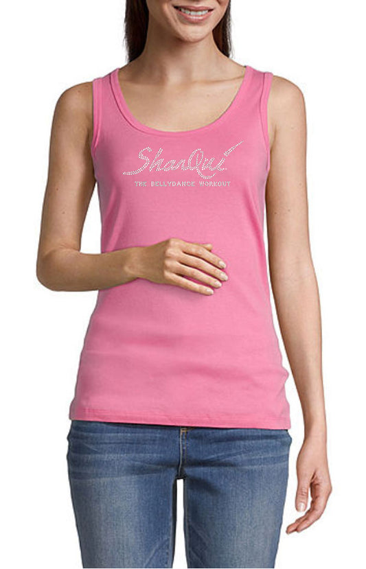 SharQui Bling Tank - PInk tank with Crystal Clear Rhinestones