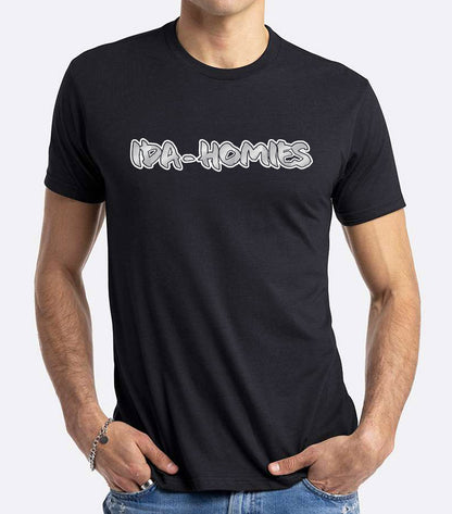 Ida-Homies 2-color white/metallic print shirt, Unisex Crew Neck - Black